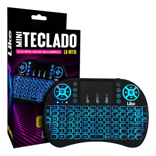 Mini Teclado Smart Tv Iluminado Inalambrico Recargable Pc