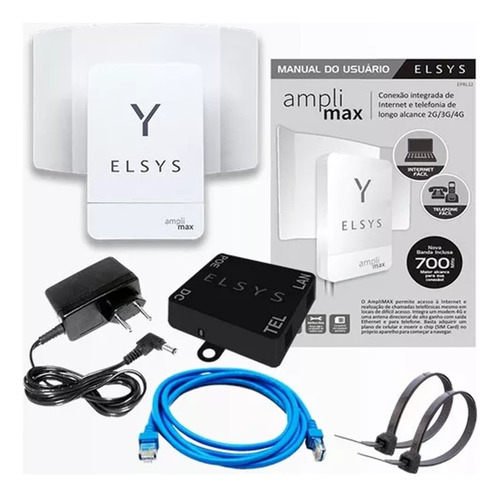 Amplimax Elsys 4g Amplificador Internet + Router+cable Rural