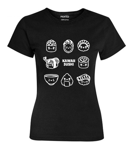 Polera Mujer Estampada Sushi Kawaii