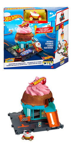 Hot Wheels City Pista De Juguete Heladería Htn77 De Mattel