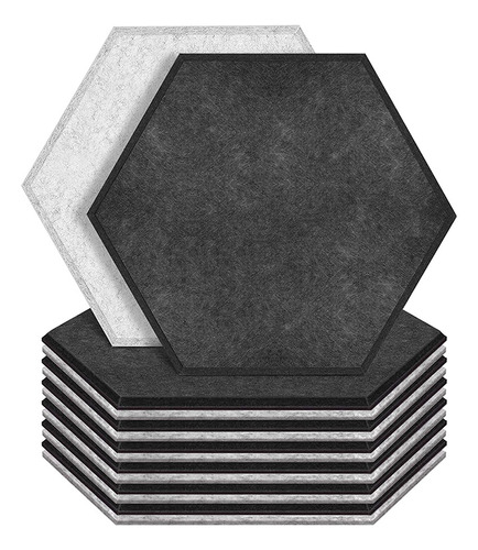 12 Paneles Acústicos Hexagonales Con Borde Biselado, Espuma