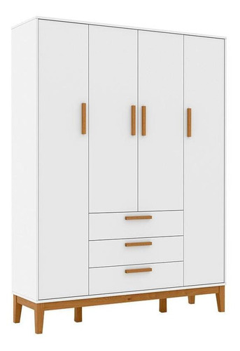 Guarda Roupa Infantil Nature 4 Portas Branco Soft Eco Wood