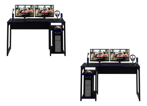 Mueble Escritorio/mesa Gamer Negro/azul Me4152.0002
