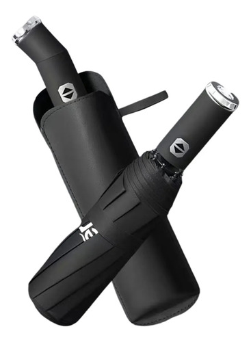 Preto Guarda Chuva Automático Reforçado Contra Vento Com Led Para Iluminação - Compacto, Cabe Na Bolsa | Guarda Chuva Reforçado | Guarda Chuva Grande