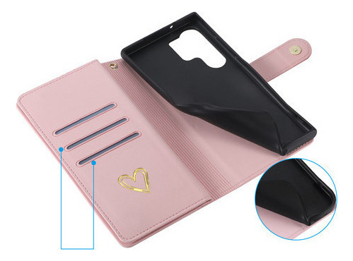 Jing Funda De Piel Tipo Cartera Con Cremallera Para Samsung