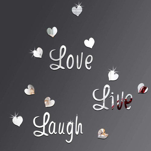 Calcomanías De Pared Love Live Laugh, Diseño De Corazón Plat