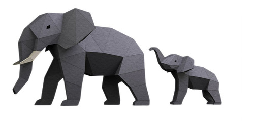 Imagen 1 de 2 de Familia Elefante E Hijo Para Armar Papercraft Papiroflexia 