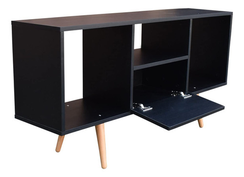 Hogare, Mueble Para Tv 60, Centro De Entretenimiento Mónaco, Diseño Moderno, Amplios Espacios, 1 Puerta, Resistente, Elaborado En Melamina Texturizada, Fácil Armado, Color Negro
