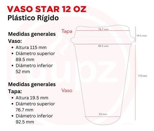 200 Vasos Cafeteros Reusables Estilo Star Mini 12 Oz Color Combinado