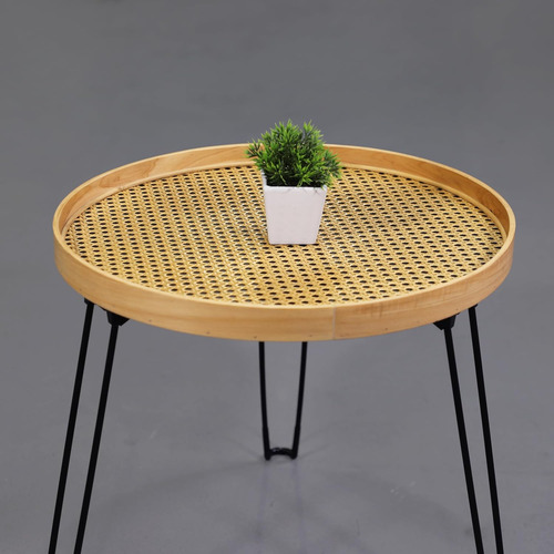 Mesa Auxiliar Redonda Plegable De Madera (agujero Circu...