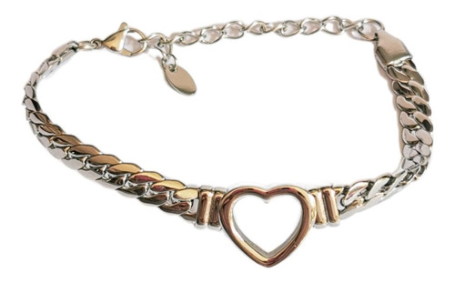 Pulsera De Acero Inoxidable Con Dije De Corazón