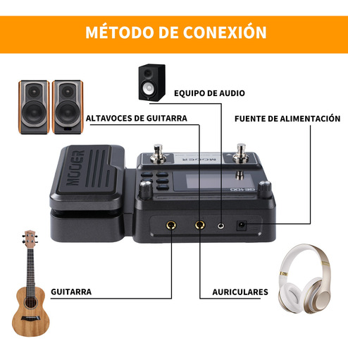 Pedal De Efecto Mooer Ge Mooe100 Multi Efeitos Ge100 Negro