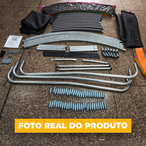 Kroys Brinquedos Cama Elástica Pula Pula Trampolim 2,44 M Grande Com Rede De Proteção Ziper Curva Aço Galvanizado Manual Puxador