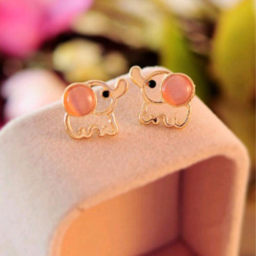 Aretes Elefante Bebé Opal + Estuche Regalo Dama Amor Amistad