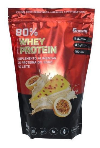 Whey Protein Concentrado Growth 1kg Proteina Mousse Maracuja Sabor Maracuj