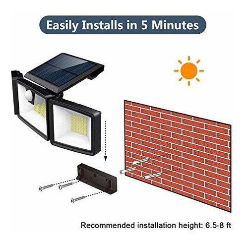 Solar Sensor Movimiento Acampar 3 Modo Trabajo Cabezal 2