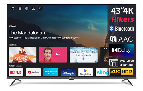 Pantalla Smart Tv Hikers 43 Pulgadas 4k Uhd Dolby/aac Voz