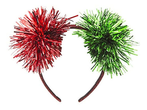 Accesorios Lux Rojo Verde Tinsel Foil Pequeño Pompon Oreja