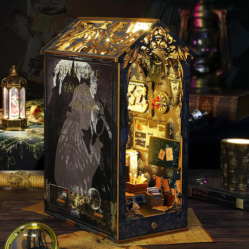 Kit De Rompecabezas En Madera Crear Casa De Libros Con Luces