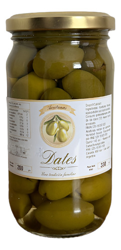 Aceitunas Verdes Con Carozo Numero 00 X 330 Gr. - Dates