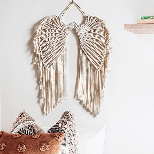 Tapiz De Pared Con Diseño De Ángel Tejido A Mano Para El Hog