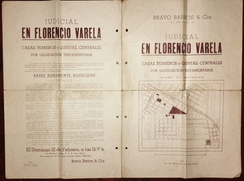 Antiguo Folleto De Aviso De Loteo En Florencio Varela