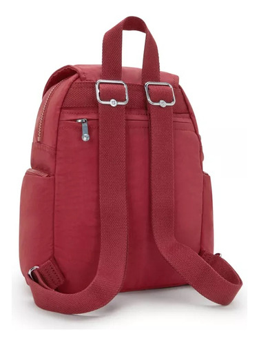 Kipling Mochila City Zip Tamaño Mini 100% Color Funky Red Diseño De La Tela Color Sólido