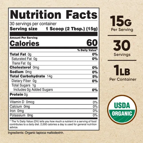 Maltodextrina En Polvo Nutricost Organic 454 G Sin Gluten