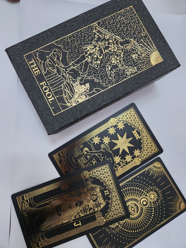 Cartas Mazo Tarot Foil Black Negro Dorado Resistentes