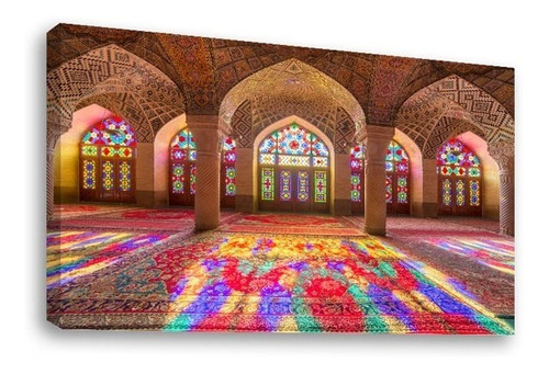 Cuadro Decorativo Canvas Moderno Mezquita Rosa Irán