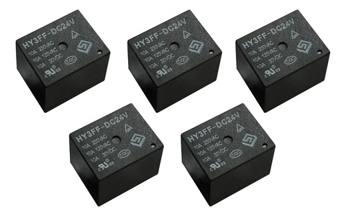 5pcs Qc-3f Hy3ff-dc24v De 5 Pines Pcb 10a 250vac Negro