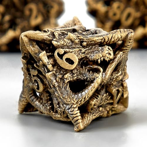 Set De Dados De Dnd De Metal Hueco Diseño De Cabeza De...