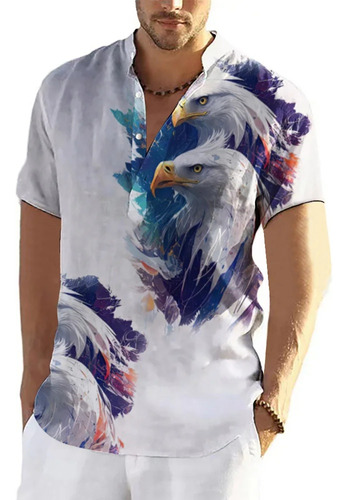 Eagle Graphic Short Sleeve Tops Animal Hawaiian Shirt