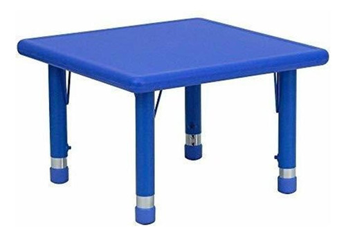 Muebles De Flash 24 '' Cuadrado De Plástico Azul Mesa Altur