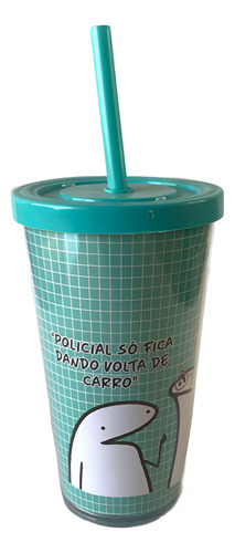Copo Canudo Flork 500ml - Profissões Policial