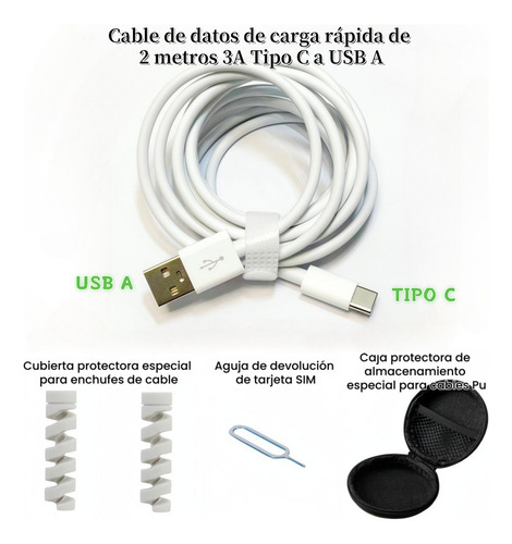2m 60w Súper Carga Usb A A Tipo C Cable De Datos Para