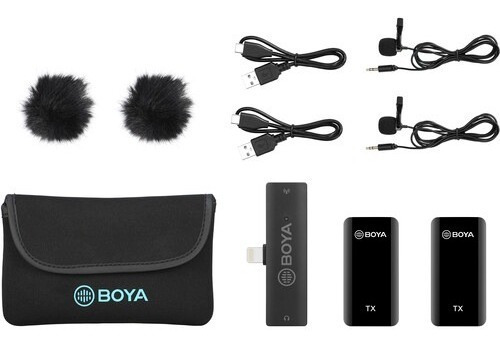 Micrófono Boya BY-XM6-S4 Lapela de 2,4 GHz negro para dispositivos iOS