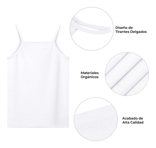 Imagen 5 de 7 de Camiseta Blanca Tirante Delgado Grueso 100% Algodón 3 Piezas