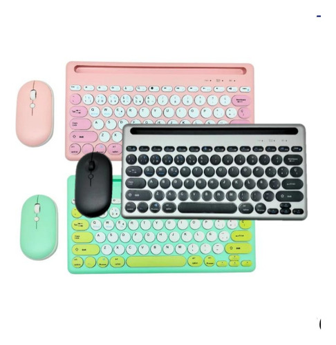 Combo Teclado Y Mouse Bluetooth As-211 Taclas Redondas 