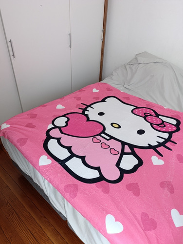 Colcha Manta Polar Soft Animada 1,50 X 1,60 Kitty Kitty Rosa
