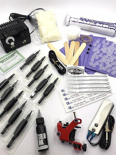 Kit Para Tatuar Tattoo Tinta Solid Ink Usa Fte.y Maquina Nac