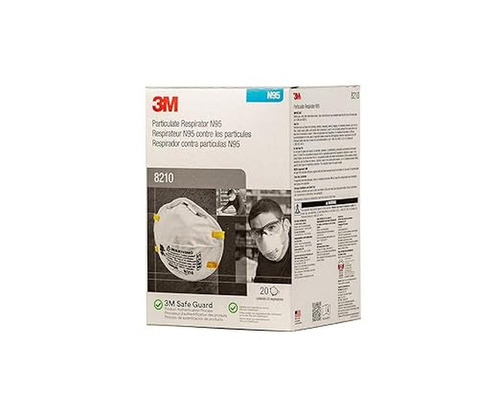 Tapabocas 3M 8210 contra particulas N95 de polipropileno y poliéster caja x 20 unidades color blanco