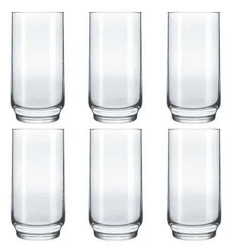 Jogo Copo Lights Agua Suco Vidro Long Drink 410ml - Kit 6 Un Cor Transparente
