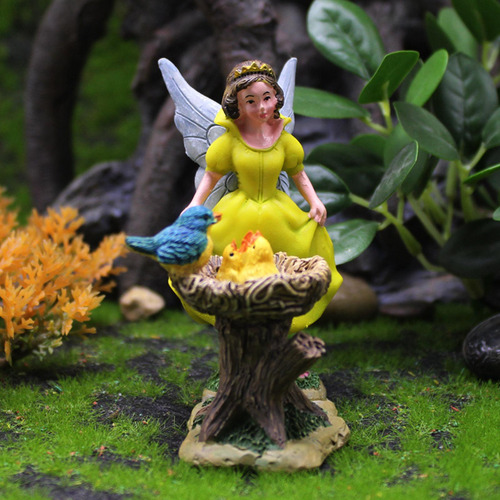 Figuras De Hadas De Jardín Y Pájaros, Decoración De