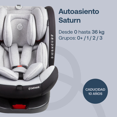 Autoasiento Bebe Bebesit Saturn Portabebe Silla Niños Carro Color Gris