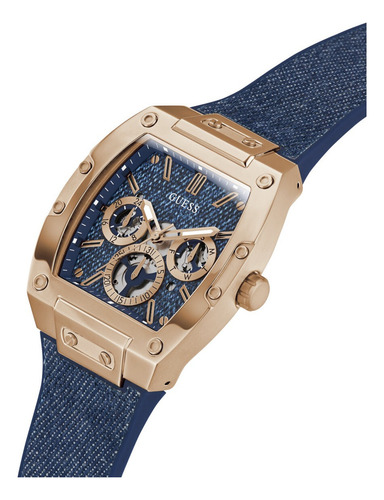 Reloj Phoenix Guess Caballero Azul Correa Azul Marino Bisel Azul Marino Fondo Oro Rosa