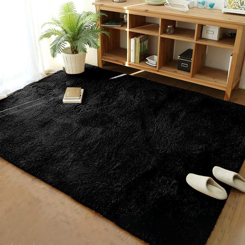 Alfombra Merelax, De Microfibra, 180 Cm X 270 Cm, Negro