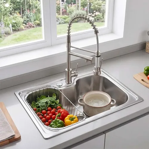 Winda Kit Cuba Gourmet e Torneira Monocomando para Bancada de Aço Ino