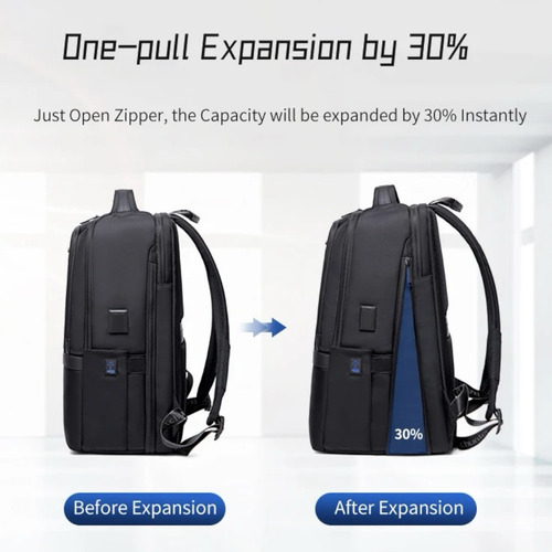 Mochila Casual Notebook Expansiva De Viagem Urbana Cor Preto