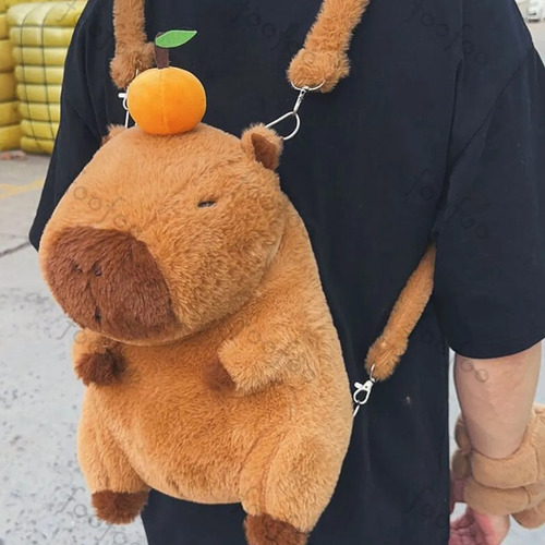 Bonita Mochila Felpa Forma Capibara Para ,mochila De Peluche De Capibara Foofoo Pan De Billetera